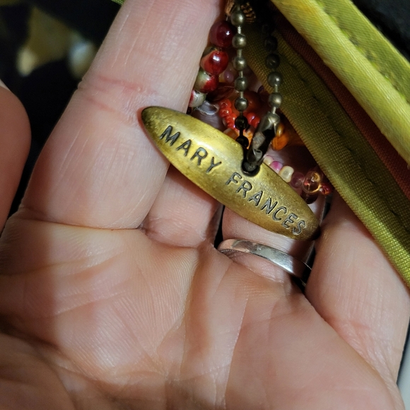 MARY FRANCES EMBROIDERED HAND BEADED DENIM RARE SHOULDER BAG - Picture 6 of 9